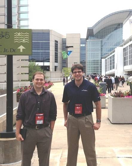 Two men with name tags