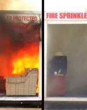 Room with fire sprinkler and room without fire sprinkler