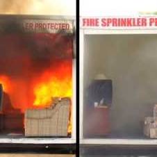 Room with fire sprinkler and room without fire sprinkler